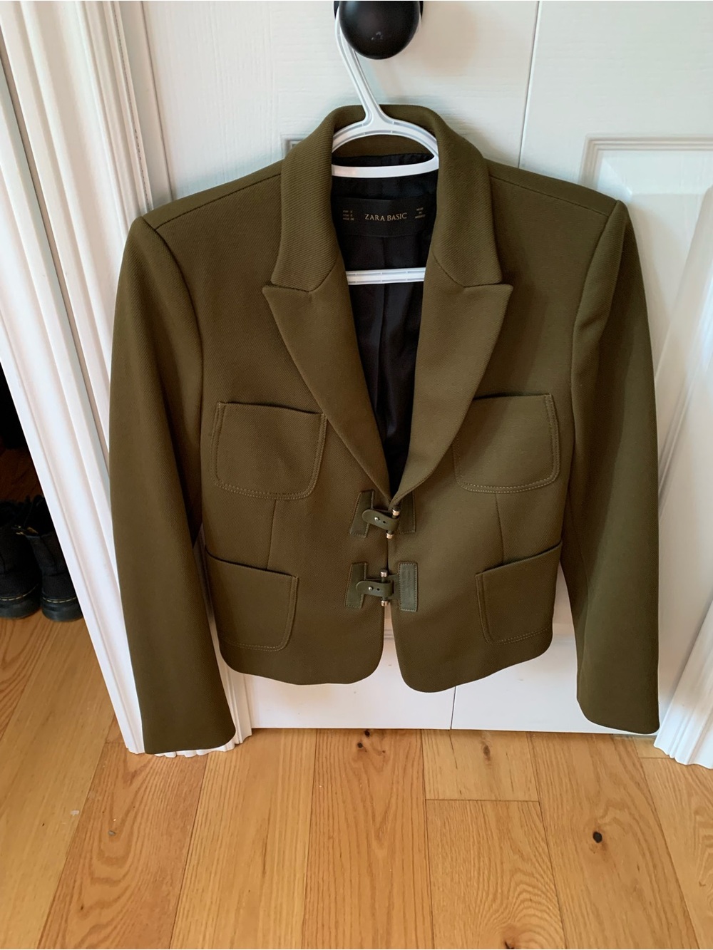 Zara Basic Olive Green Cropped Blazer